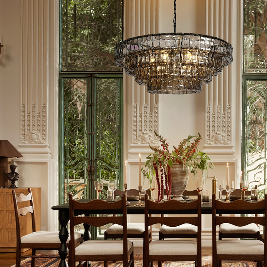 Art Glass Ghiaccio Round Chandelier 36" 48" 60"