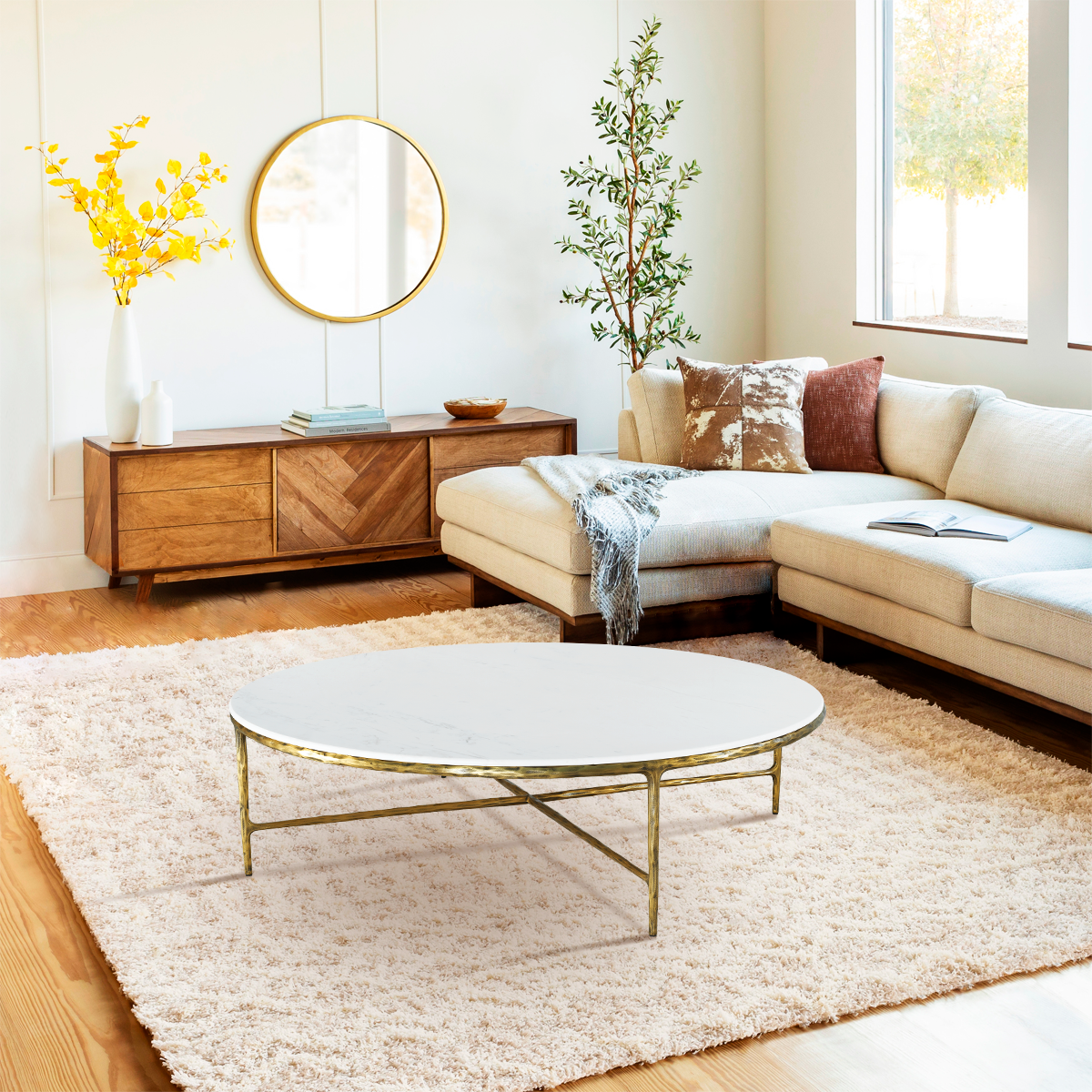 Thaddeus Marble Round Coffee Table 36" 55"