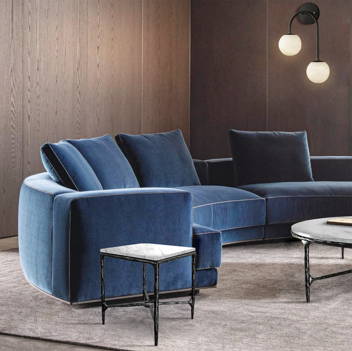 Thaddeus Mabrble Square Side Table 18" 22" Overhang O