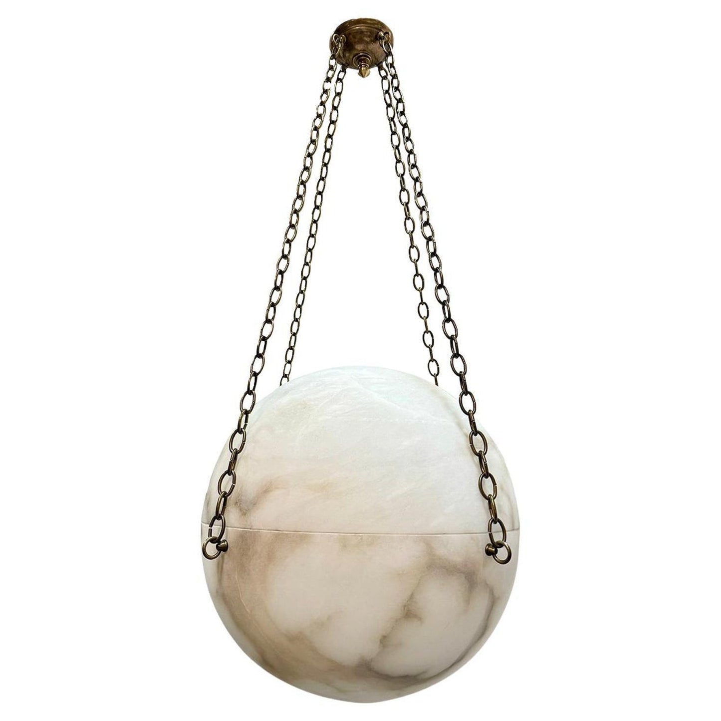 Vintage Alabaster Globe Fixture-Brass 20''