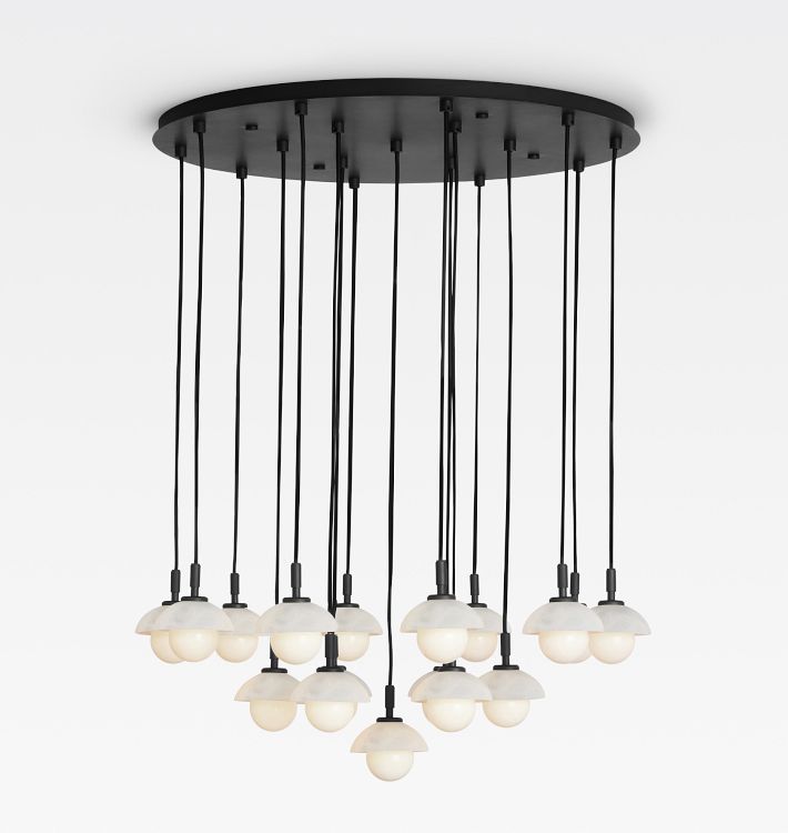 Alabaster Shade Greenwich Round Chandelier 32“
