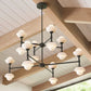 Alabaster Shade Greenwich Double Tier Chandelier