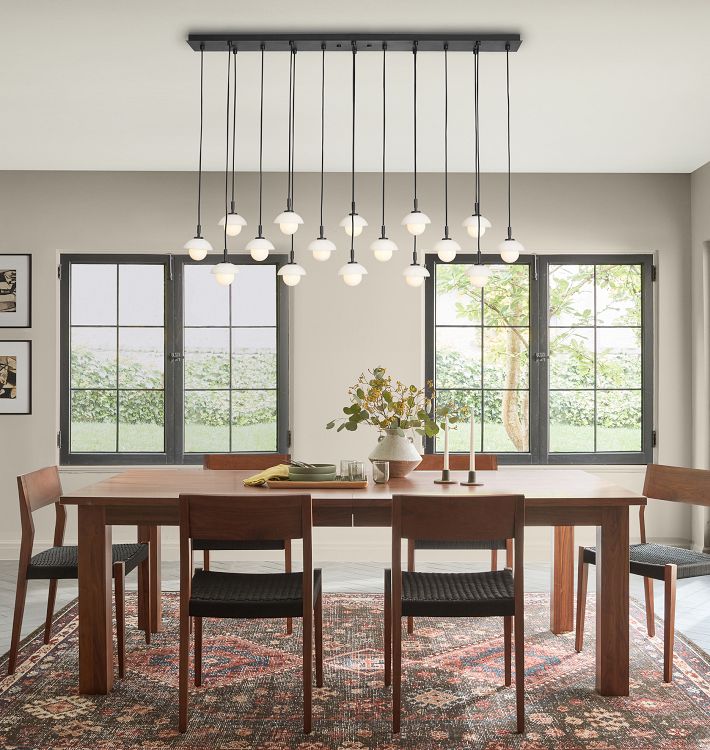 Alabaster Shade Greenwich Rectangular Chandelier 54"