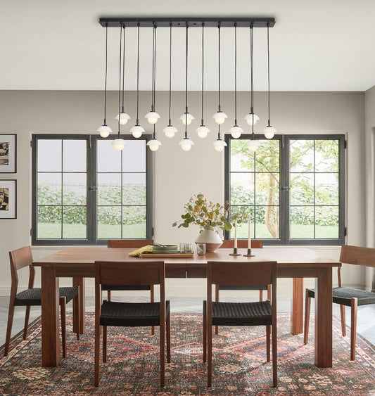 Alabaster Shade Greenwich Rectangular Chandelier 54"