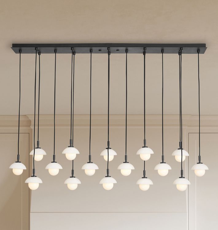 Alabaster Shade Greenwich Rectangular Chandelier 54"