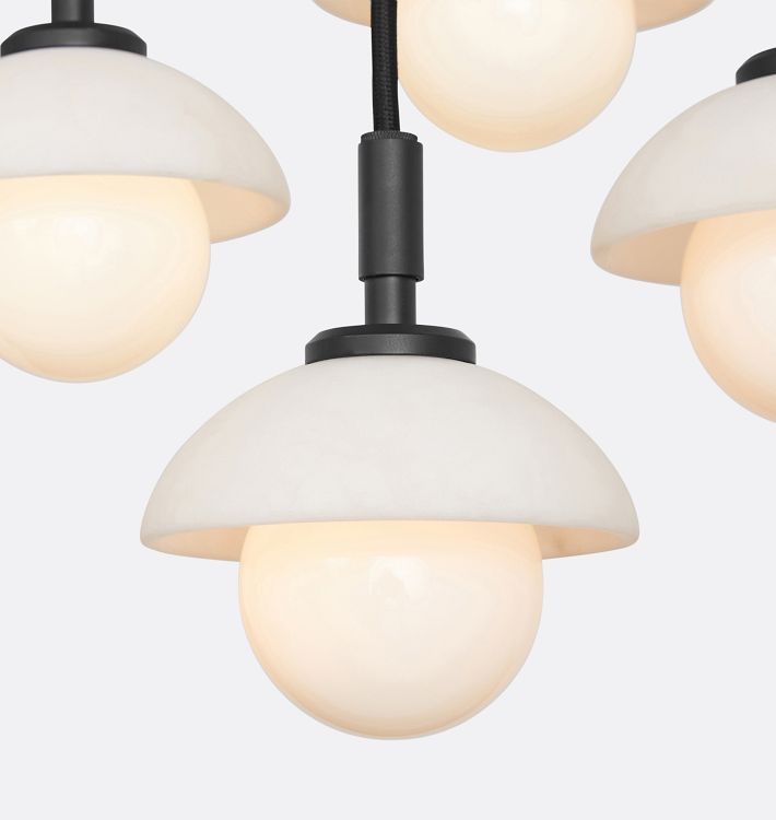 Alabaster Shade Greenwich Rectangular Chandelier 54"