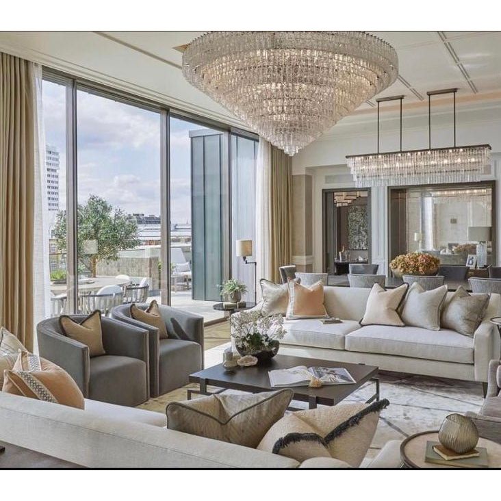 Seline Cracked Textured Glass Round Chandelier Collection