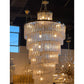 Seline Spiral Tiered/ Layered Cracked Textured Glass Chandelier