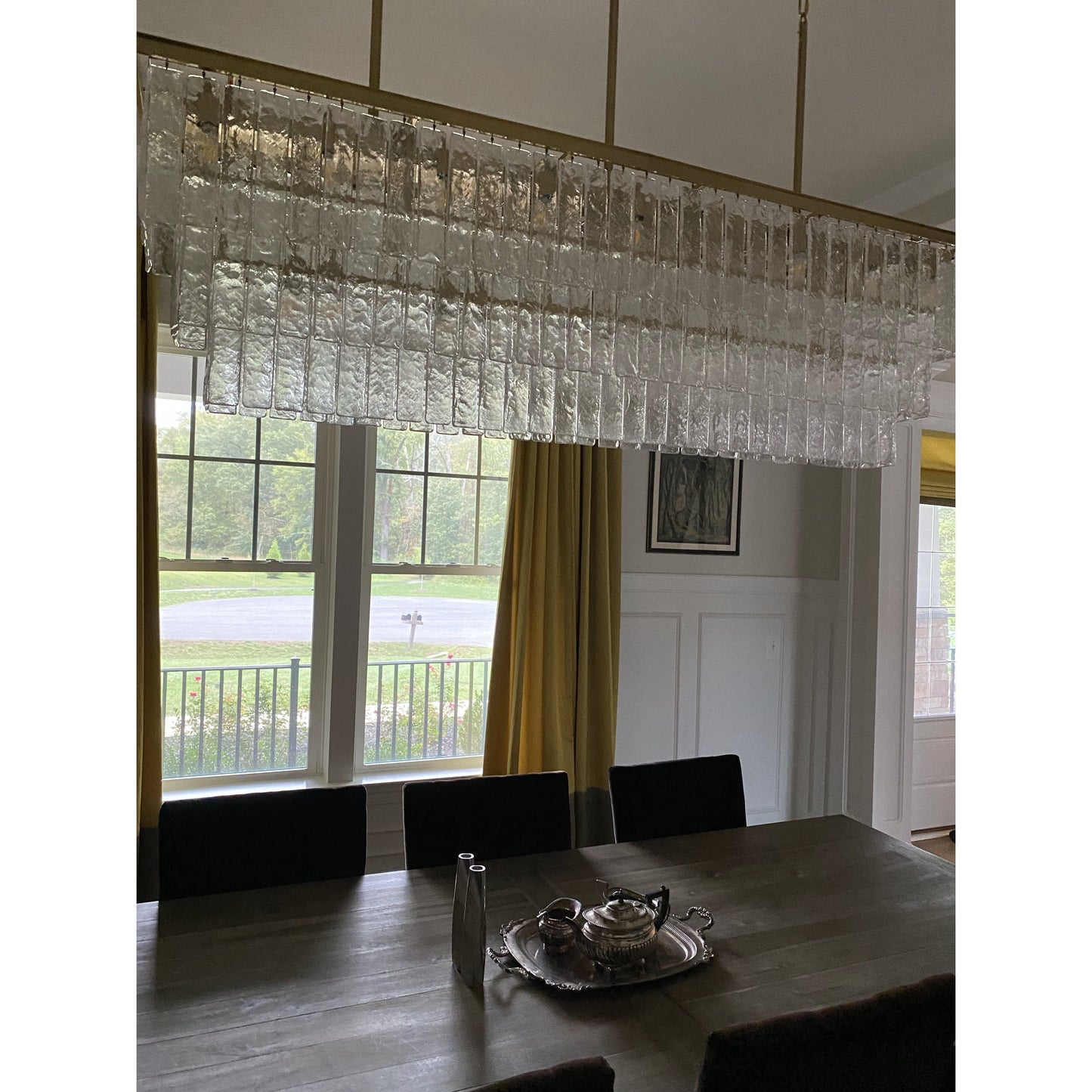 Seline 3-Tier Rectangular Cracked Textured Glass Chandelier