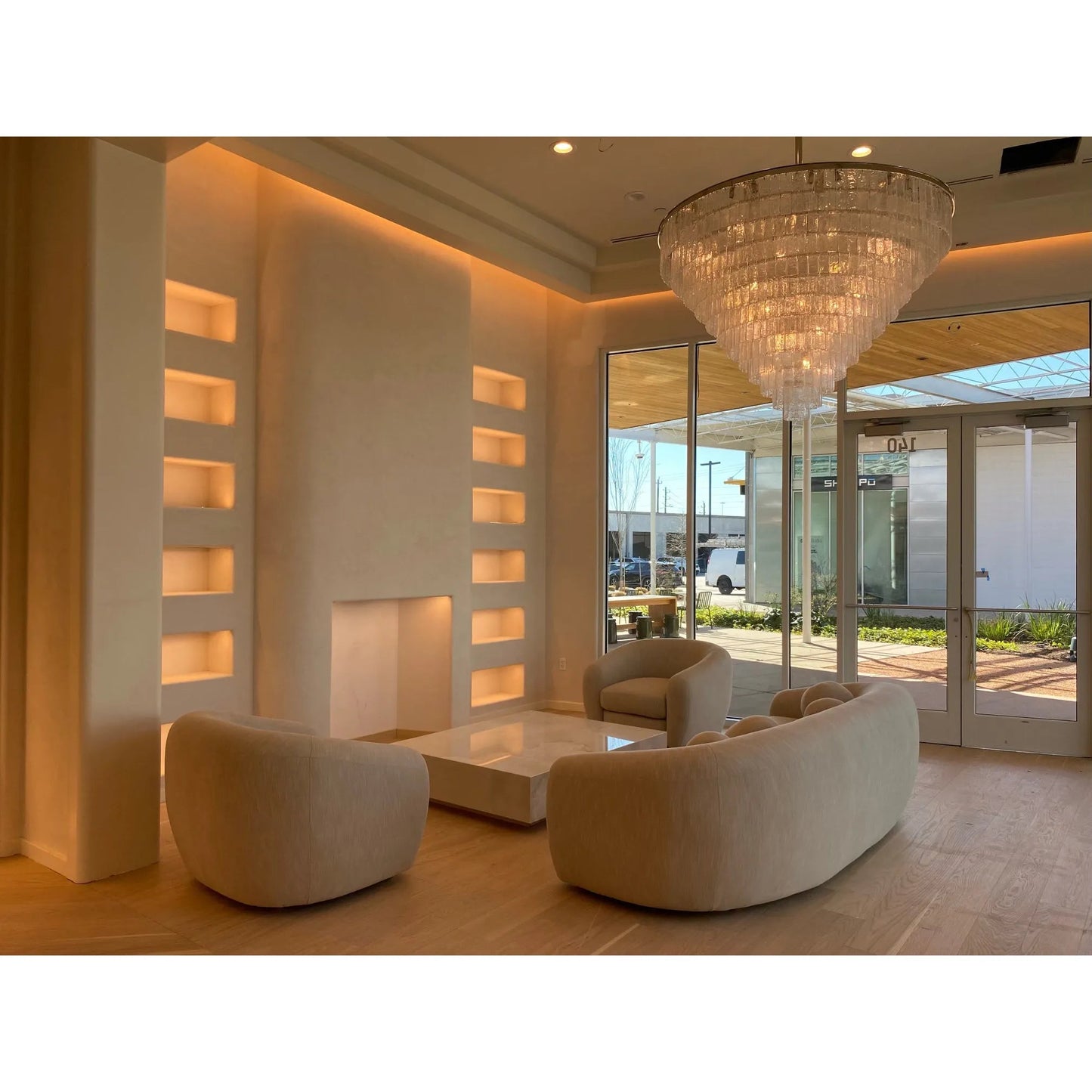 Seline Cracked Textured Glass Round Chandelier Collection