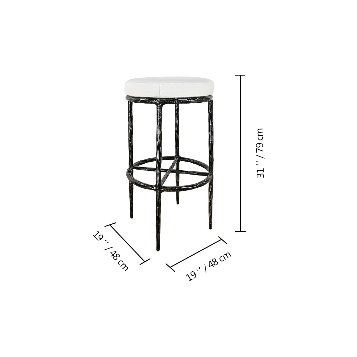 Thaddeus Backless Fabric Swivel Stool