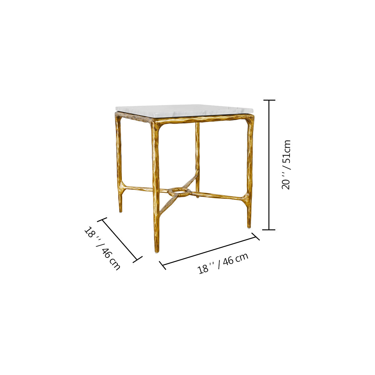 Thaddeus Mabrble Square Side Table 18" 22" Overhang O