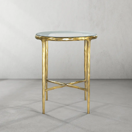 Thaddeus Glass Round Side Table 18" 22"