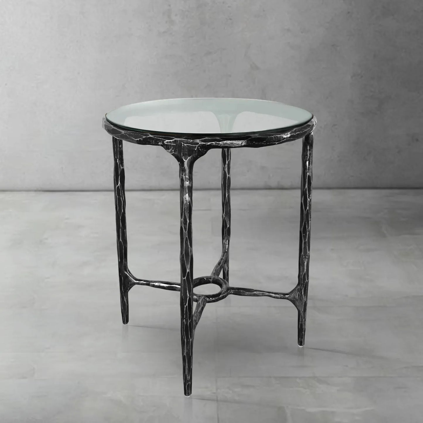 Thaddeus Glass Round Side Table 18" 22"