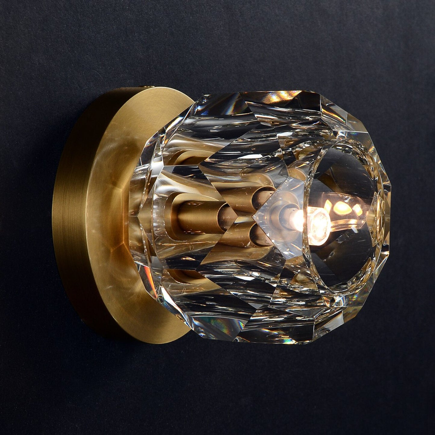 Balle Be Crystal Petite Single Sconce & Flushmount Brass