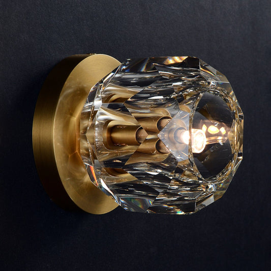 Balle Be Crystal Petite Single Sconce & Flushmount Brass