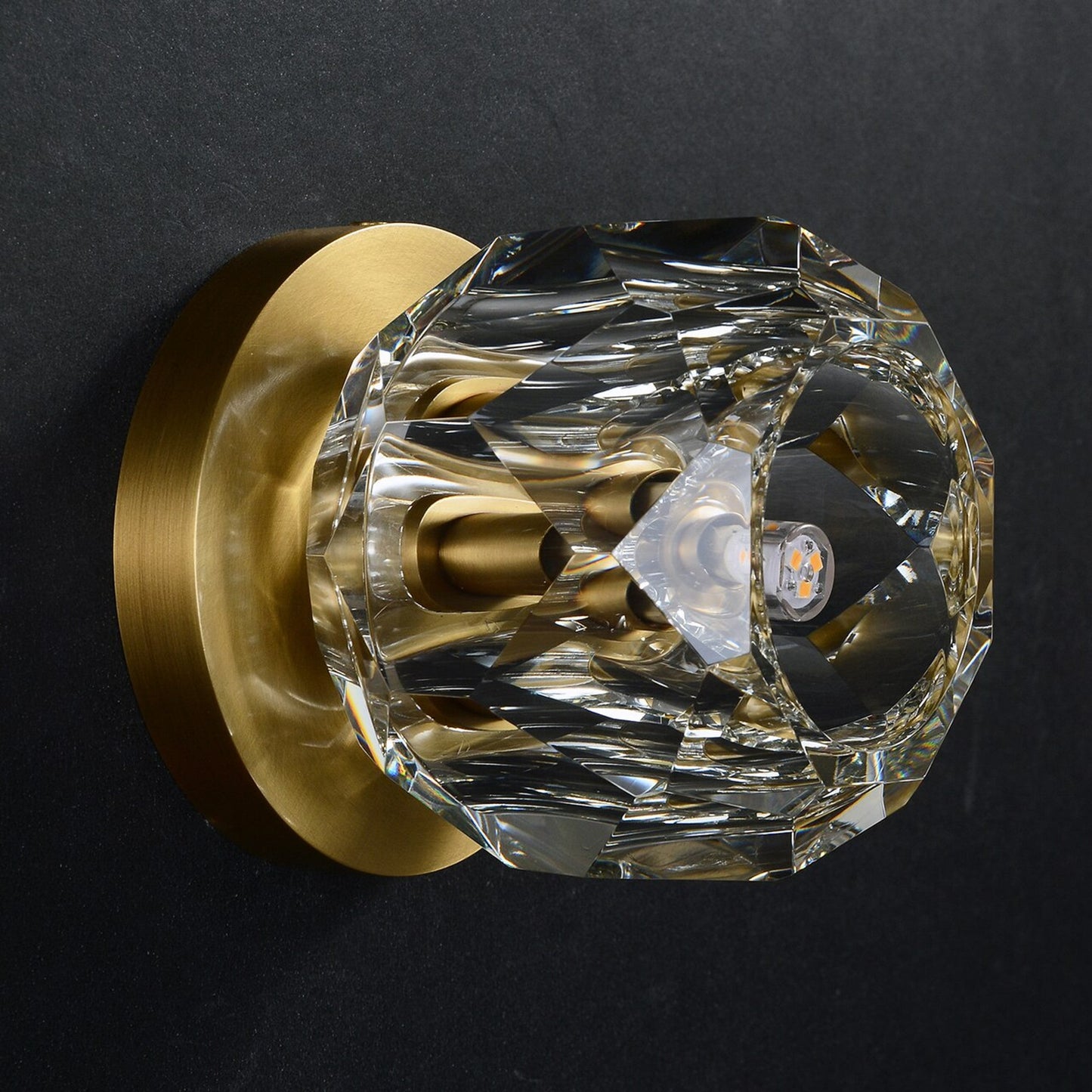 Balle Be Crystal Petite Single Sconce & Flushmount Brass