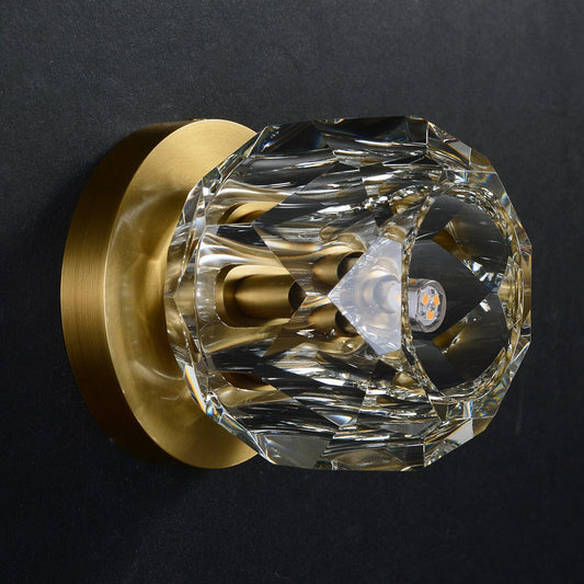 Balle Be Crystal Petite Single Sconce & Flushmount Brass