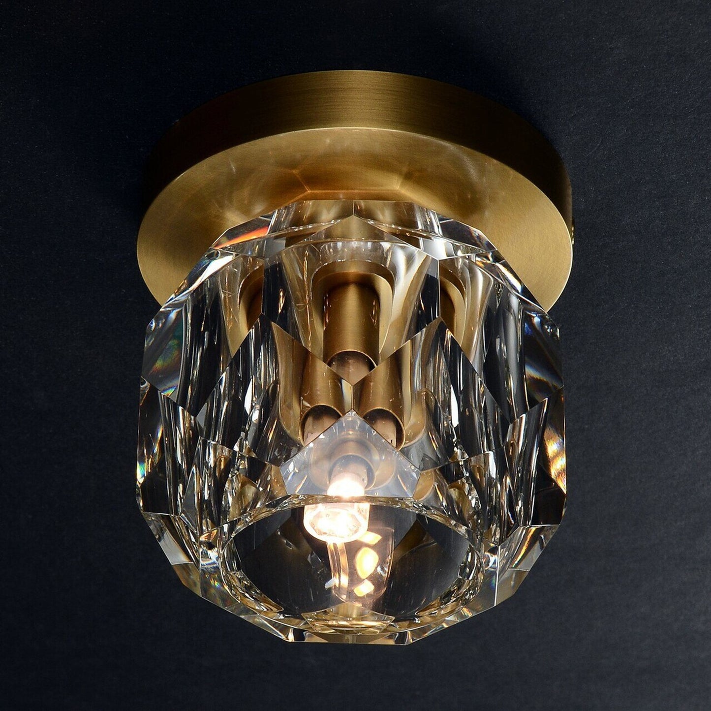 Balle Be Crystal Petite Single Sconce & Flushmount Brass