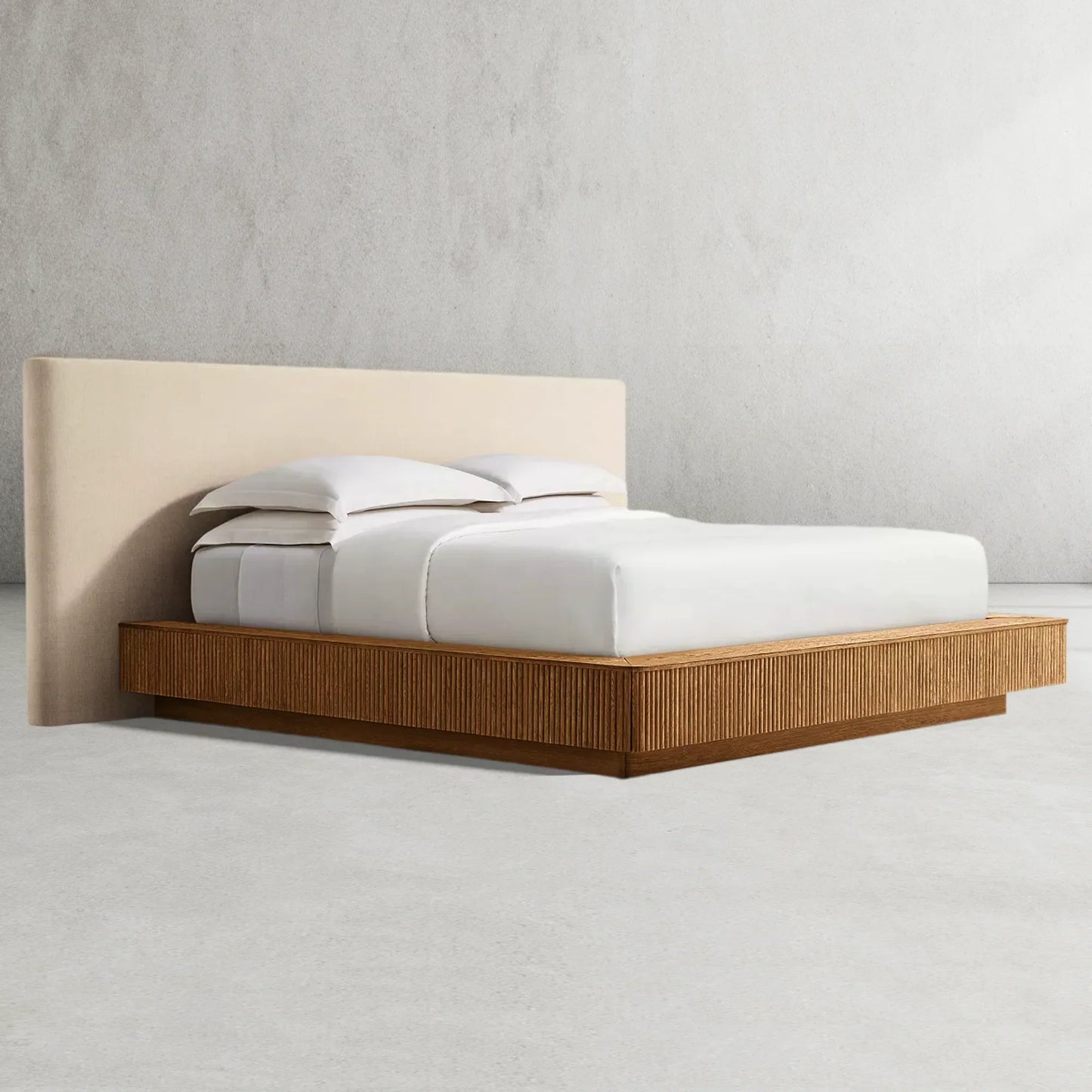 Mulholland Extended Wooden Bed Frame With Fabric Base