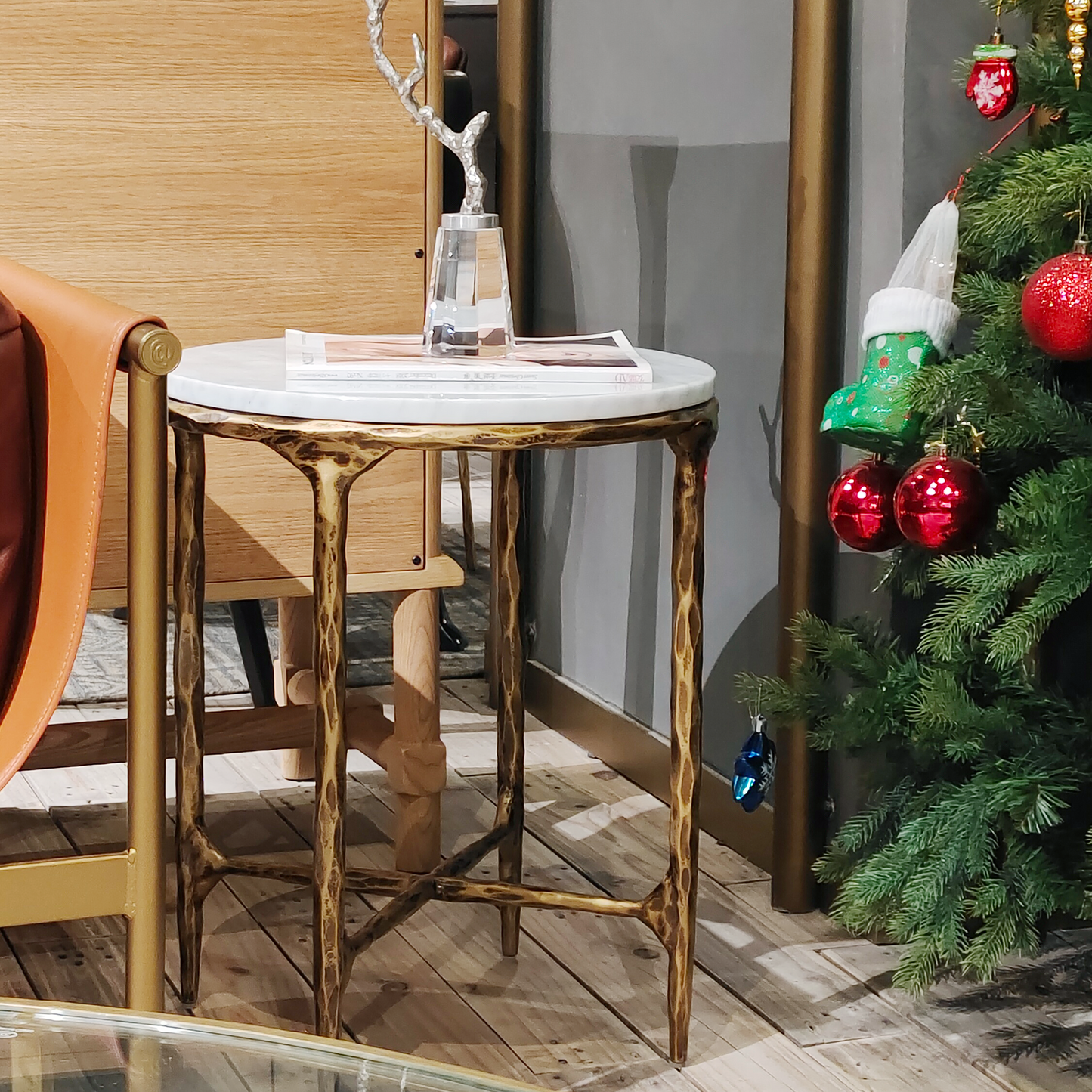 Thaddeus Round Marble Side Table 18" 22"