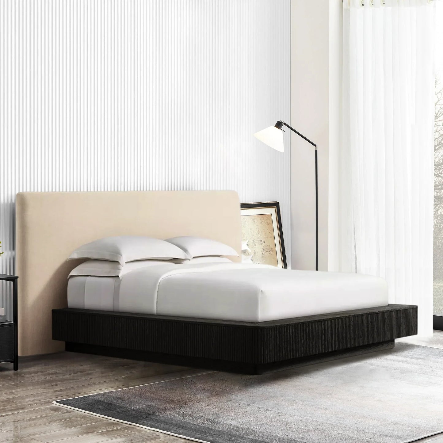 Mulholland Extended Wooden Bed Frame With Fabric Base