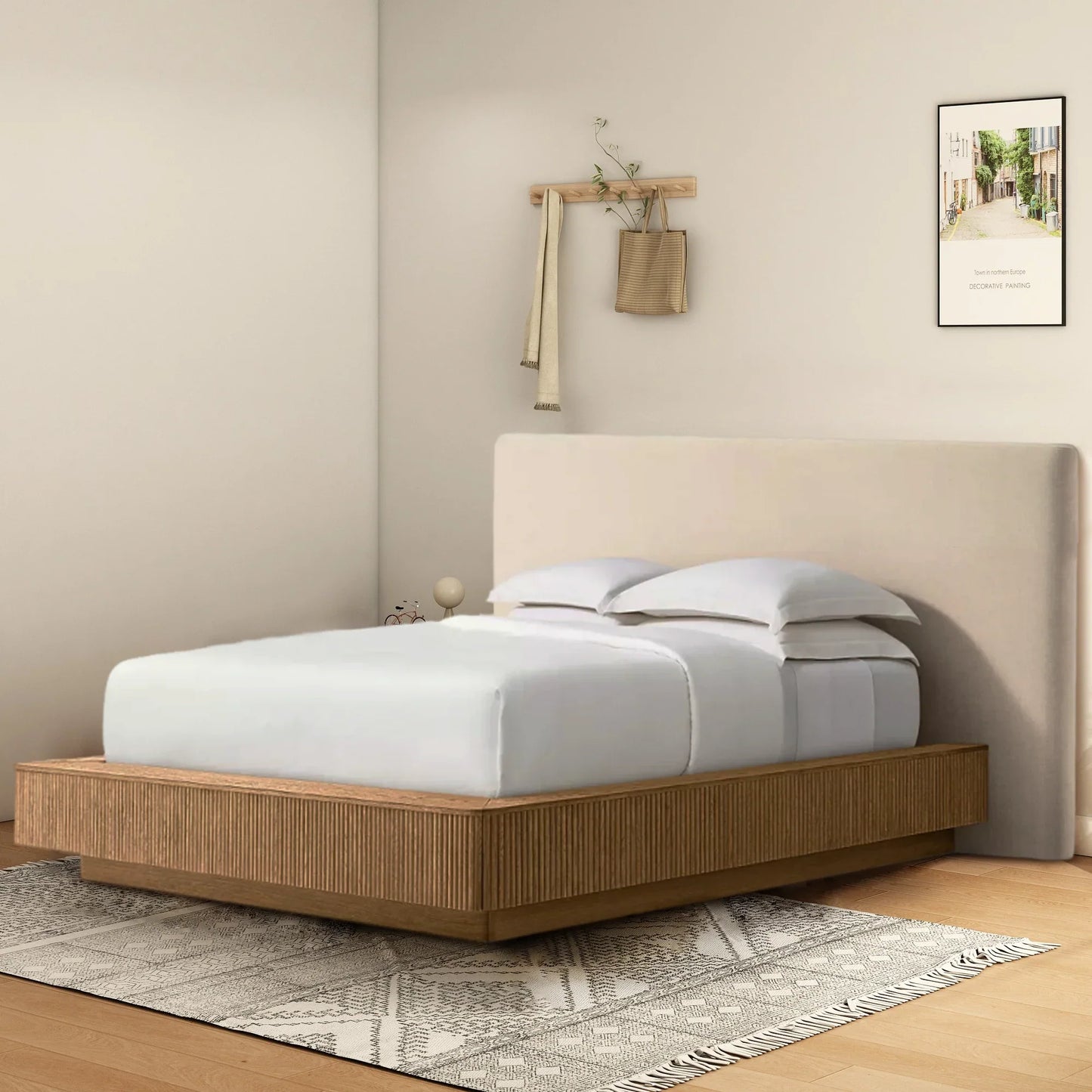 Mulholland Extended Wooden Bed Frame With Fabric Base