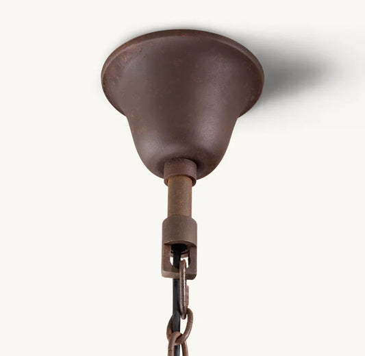 19TH C. ROCOCO IRON & CRYSTAL ROUND CHANDELIER 33"