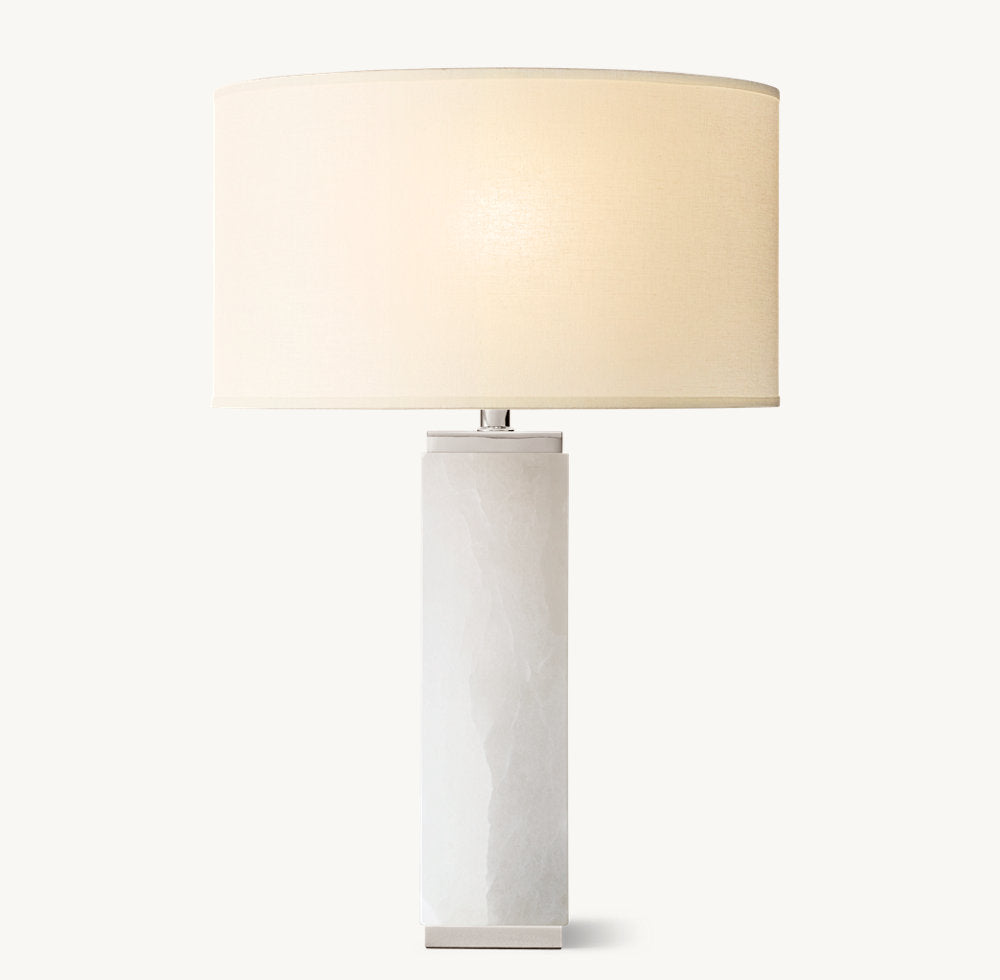 SQUARE COLUMN ALABASTER TABLE LAMP