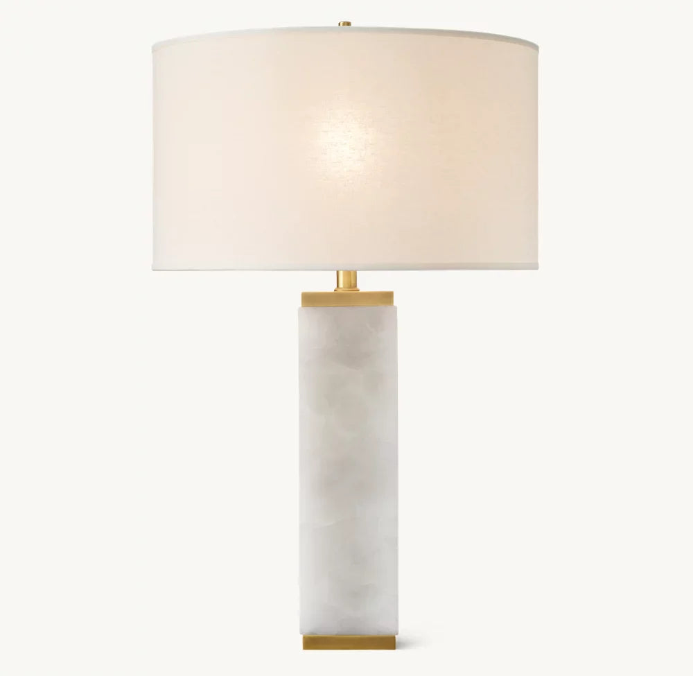 SQUARE COLUMN ALABASTER TABLE LAMP