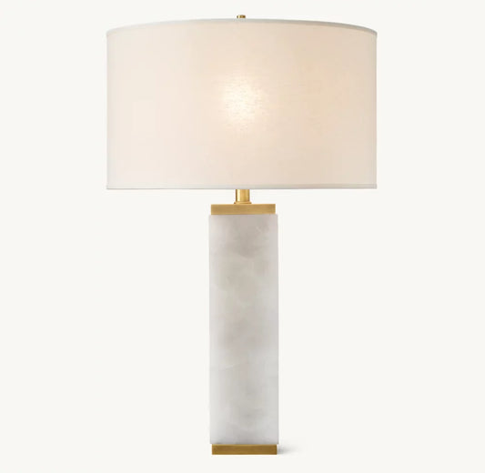 SQUARE COLUMN ALABASTER TABLE LAMP