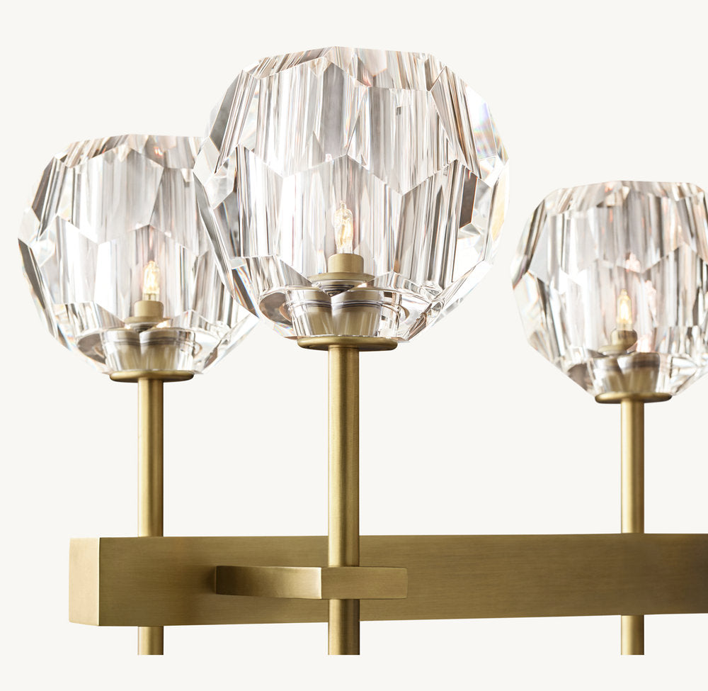 BOULE DE CRISTAL CLEAR GLASS DOUBLE LINEAR CHANDELIER 60"