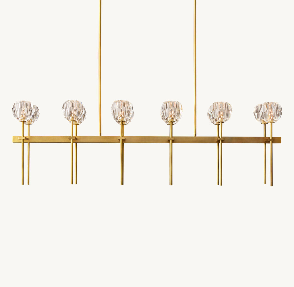 BOULE DE CRISTAL CLEAR GLASS DOUBLE LINEAR CHANDELIER 60"