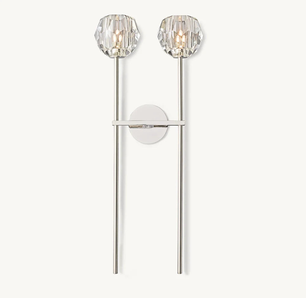 BOULE DE CRISTAL SMOKE GLASS GRAND DOUBLE SCONCE