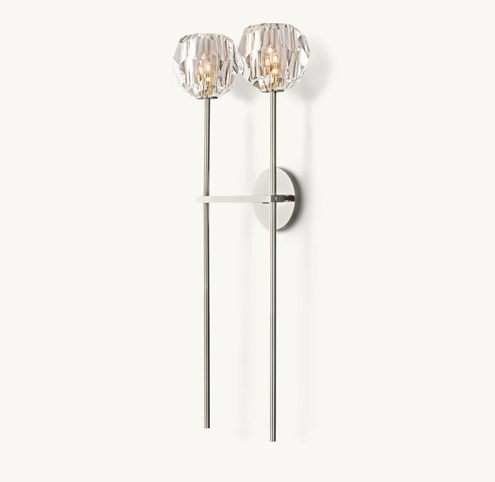 BOULE DE CRISTAL SMOKE GLASS GRAND DOUBLE SCONCE