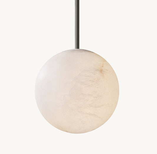 HAND-CARVED ALABASTER GLOBE PENDANT