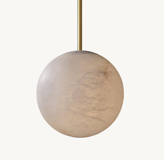 HAND-CARVED ALABASTER GLOBE PENDANT