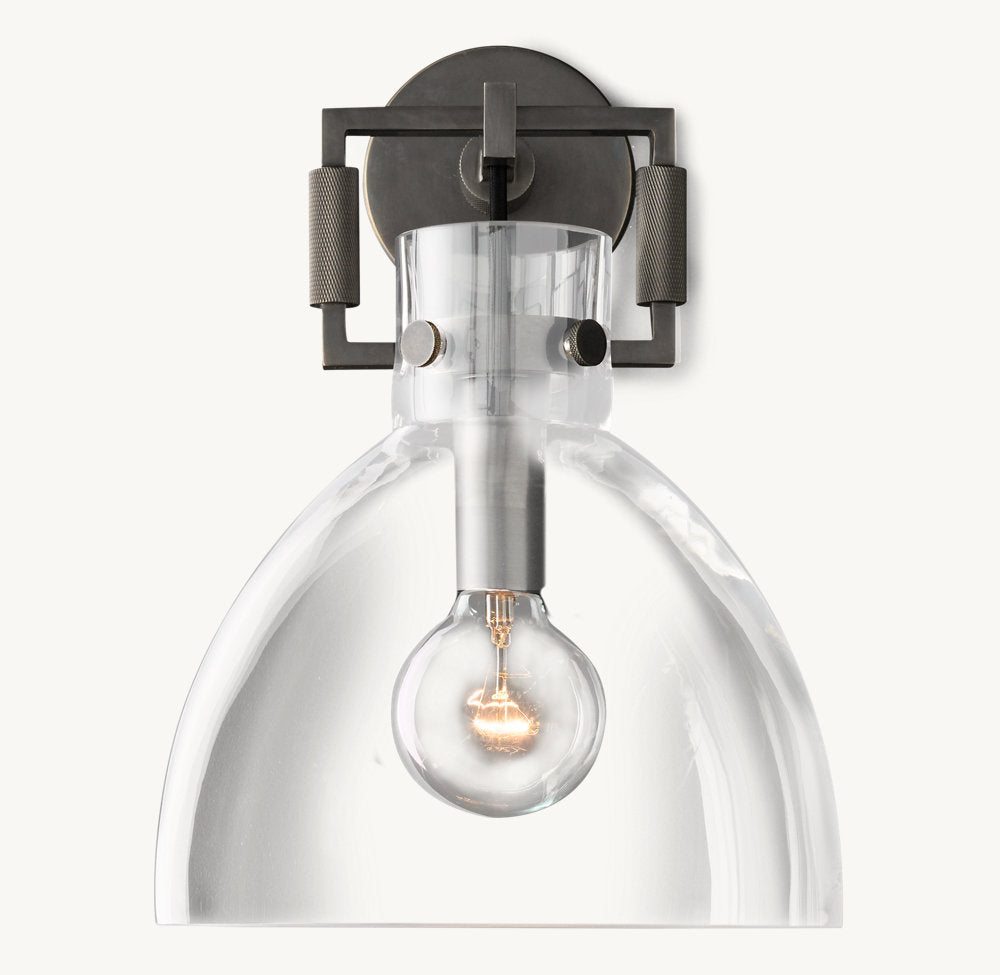 MACHINIST GLASS CLOCHE SCONCE 10"