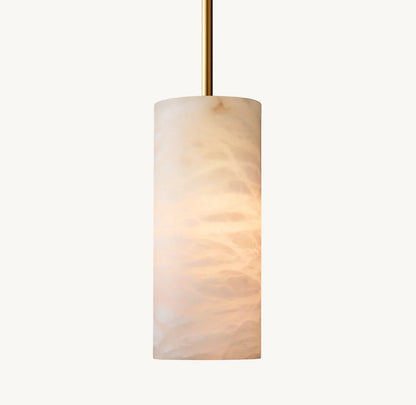 HAND-CARVED ALABASTER CYLINDER PENDANT 14"
