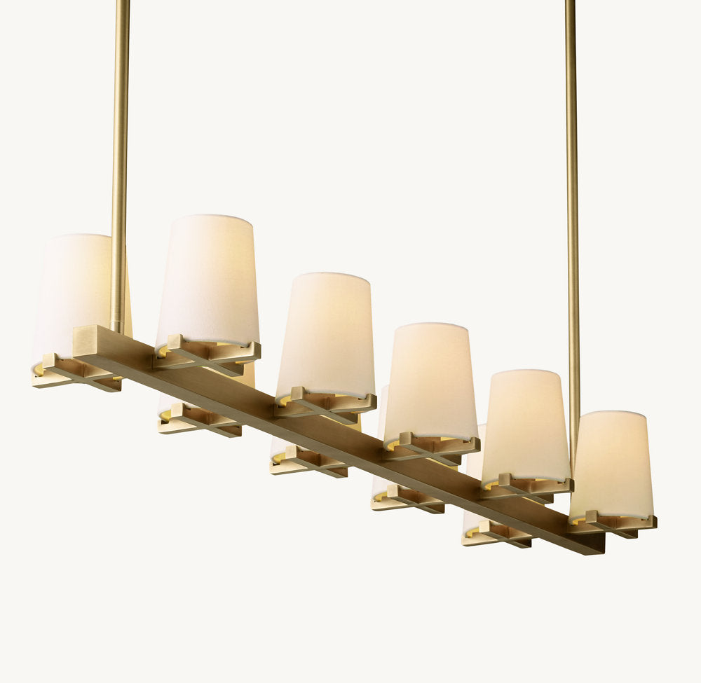 PAUILLAC FABRIC SHADE LINEAR CHANDELIER 49"