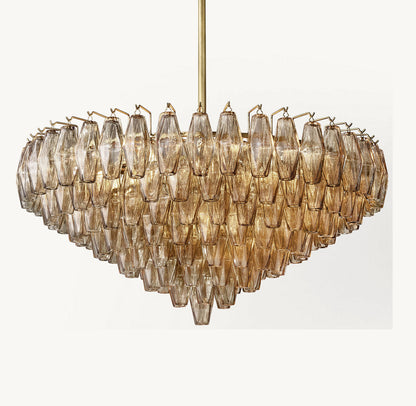 CHIARA SMOKE GLASS TIERED ROUND CHANDELIER 37"