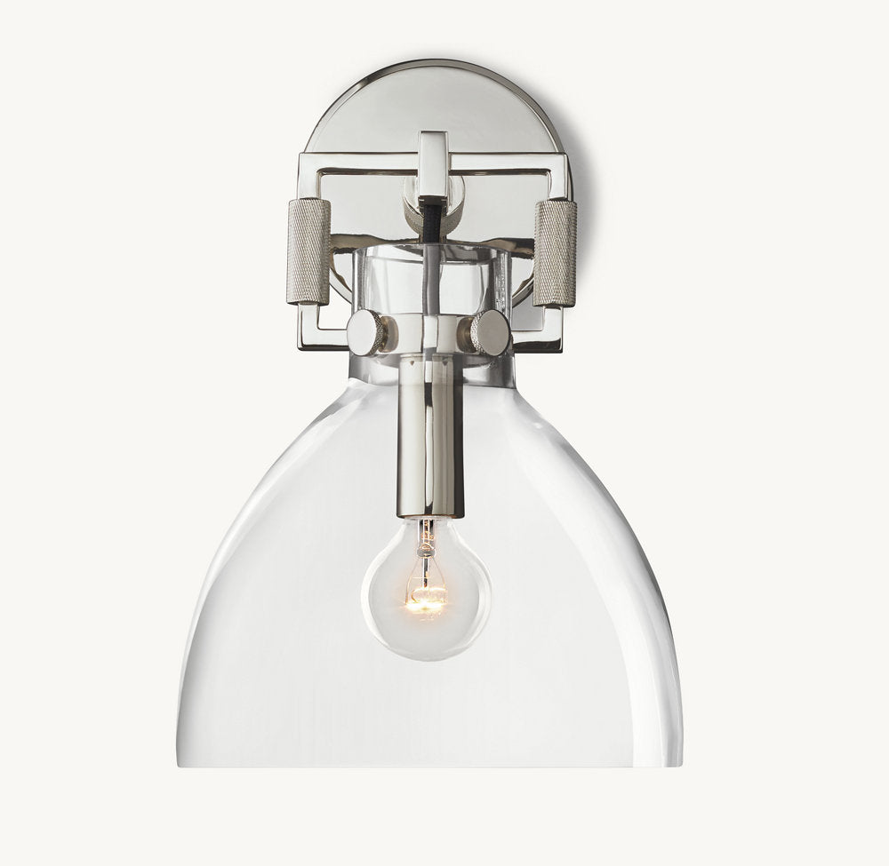 MACHINIST GLASS CLOCHE SCONCE 8"