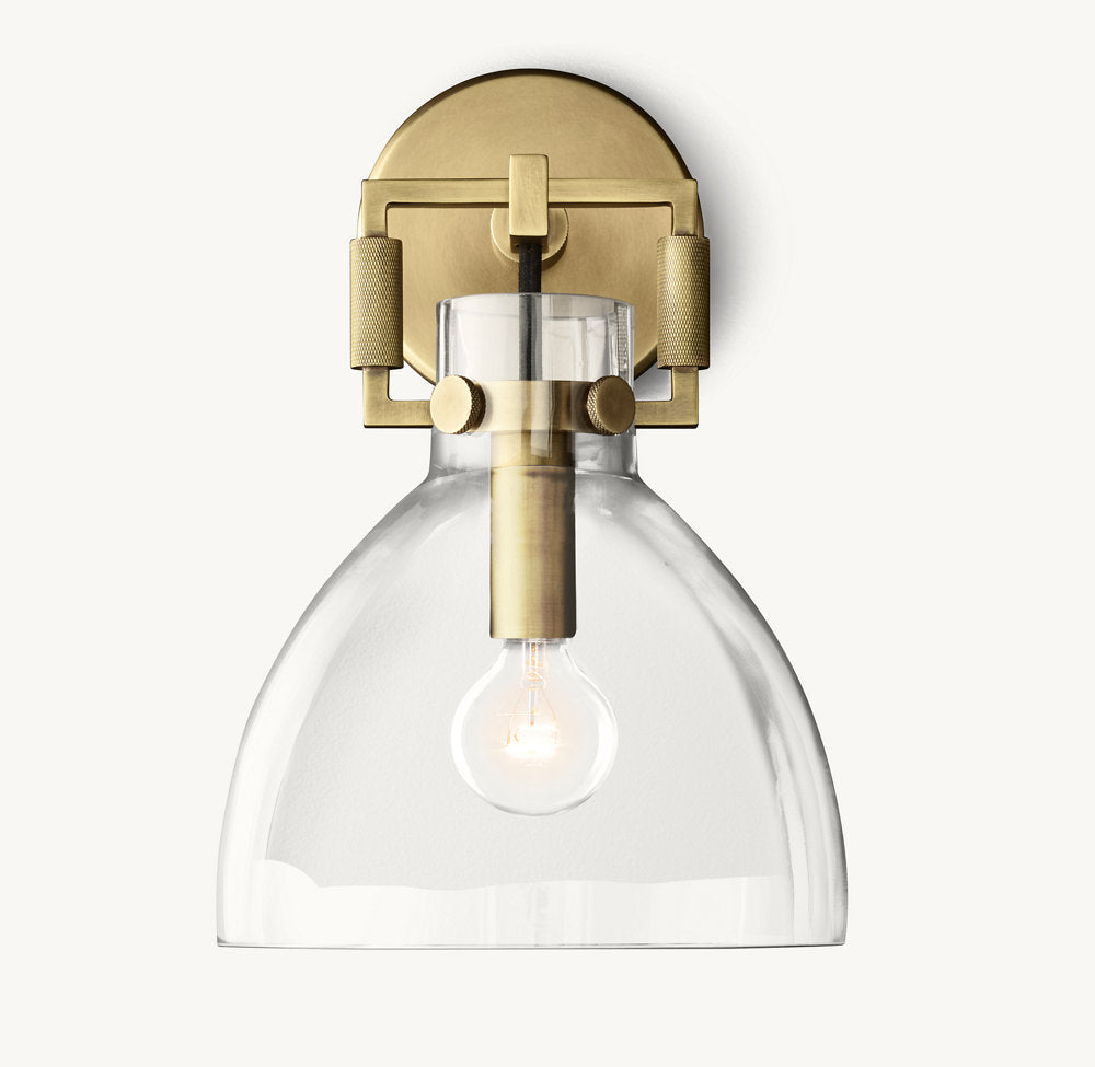 MACHINIST GLASS CLOCHE SCONCE 8"