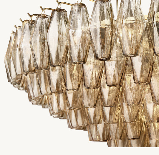 CHIARA SMOKE GLASS TIERED ROUND CHANDELIER 37"