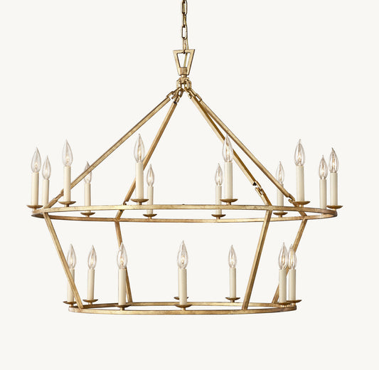 19TH C. ENGLISH OPENWORK TWO-TIER ROUND CHANDELIER 40"