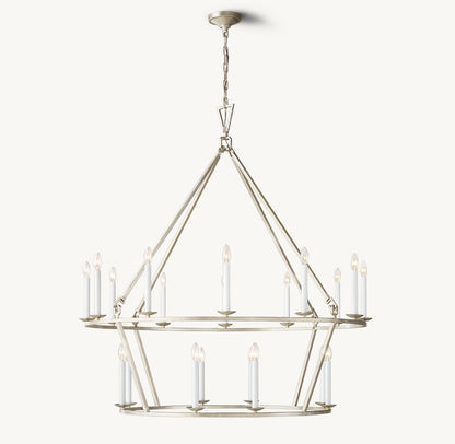 19TH C. ENGLISH OPENWORK TWO-TIER ROUND CHANDELIER 50"