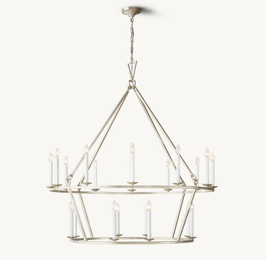 19TH C. ENGLISH OPENWORK TWO-TIER ROUND CHANDELIER 50"