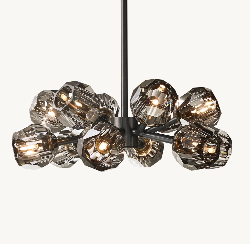 BOULE DE CRISTAL SMOKE GLASS ROUND CHANDELIER 24"