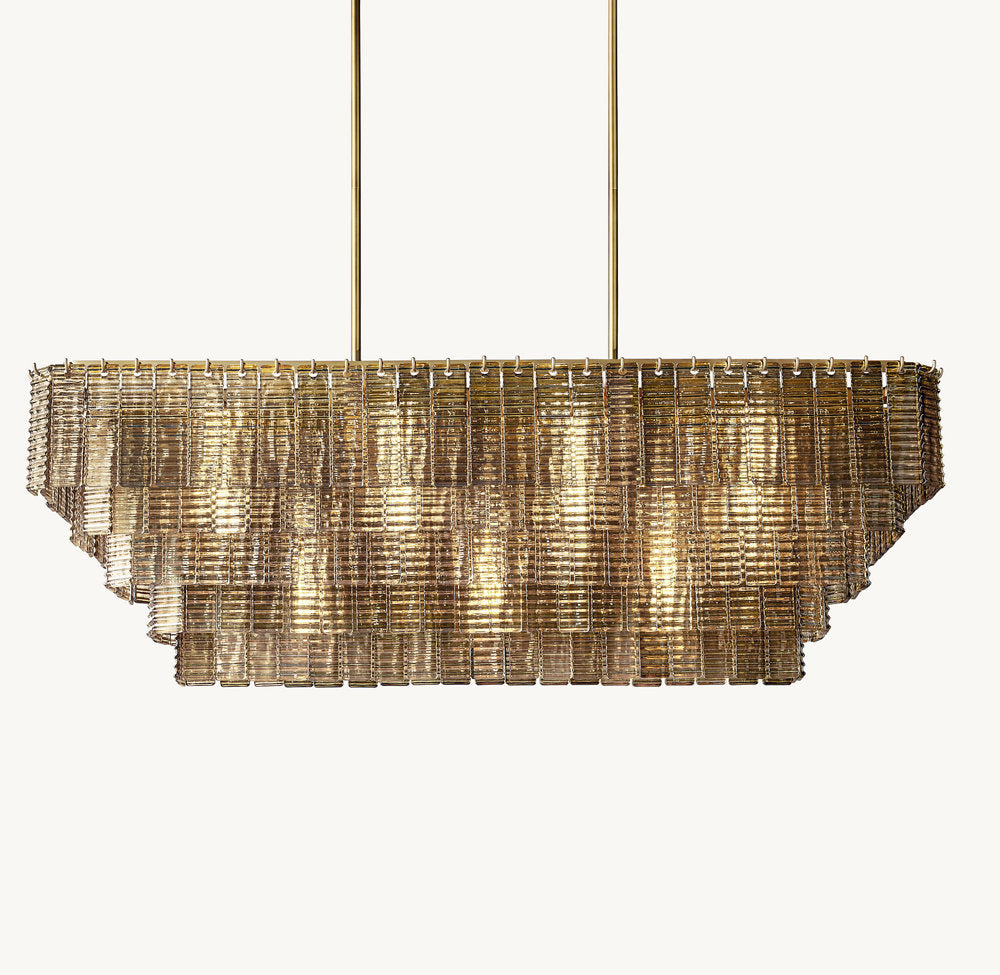 SIRENE SMOKE GLASS RECTANGULAR CHANDELIER 59"