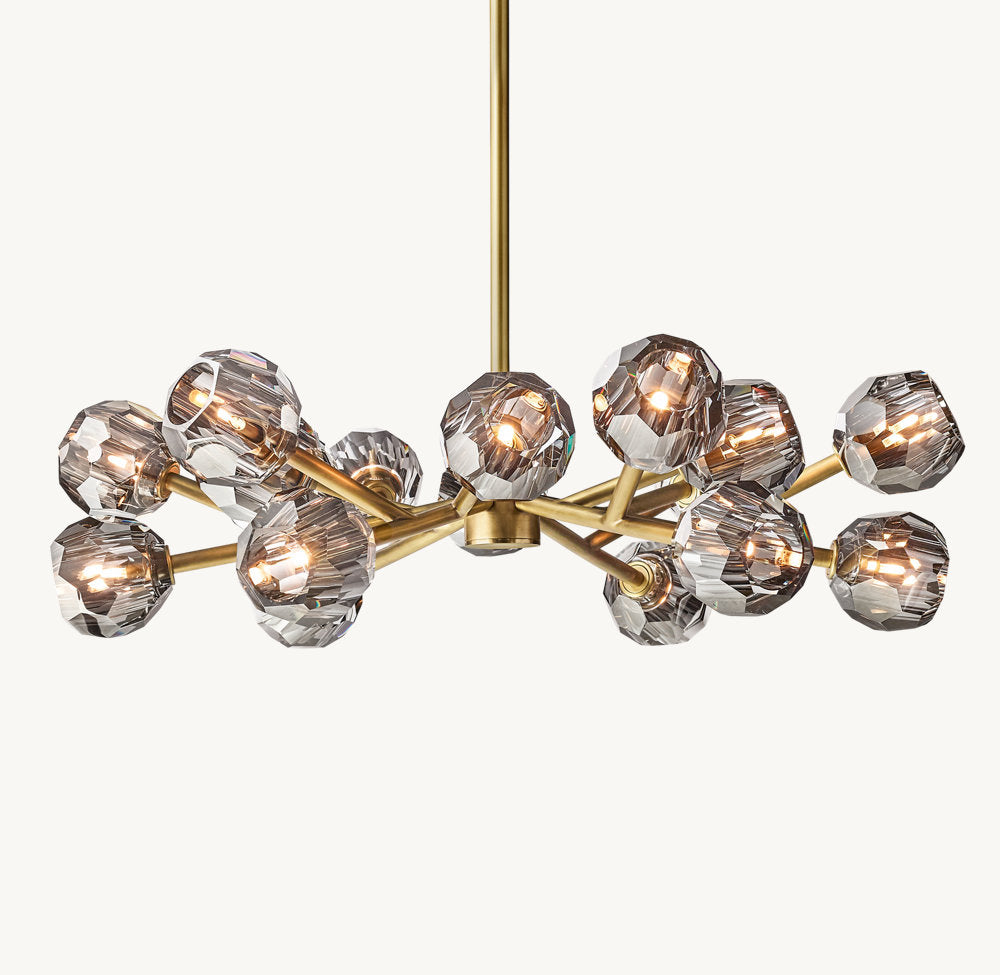 BOULE DE CRISTAL SMOKE GLASS ROUND CHANDELIER 36"
